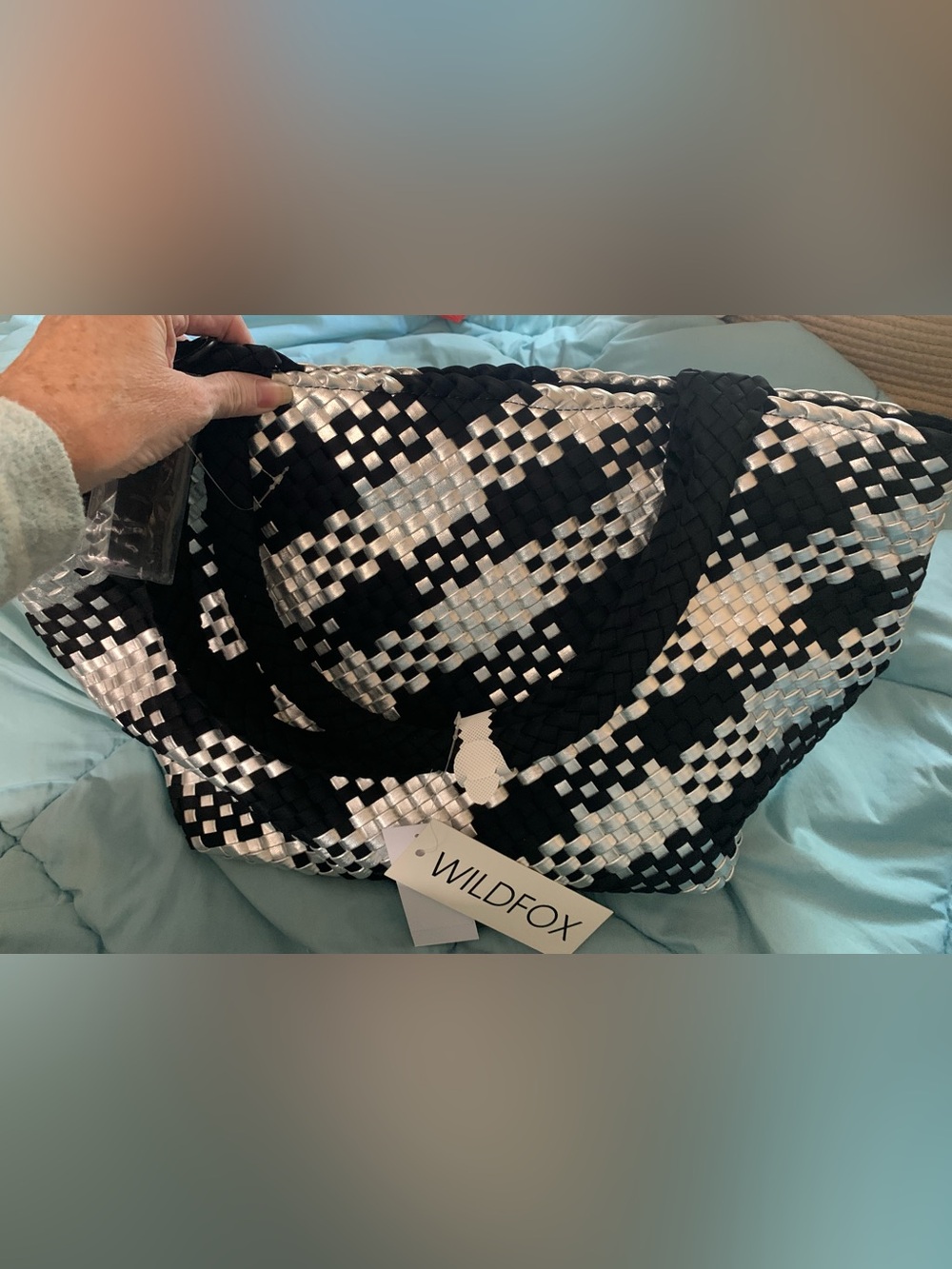 Wildfox Black and Silver Woven Bag
